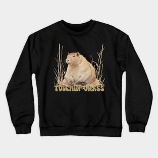 Touch Grass Meme Viral Funny Capybara Cute Japanese Art Style Retro Ukiyoe Crewneck Sweatshirt